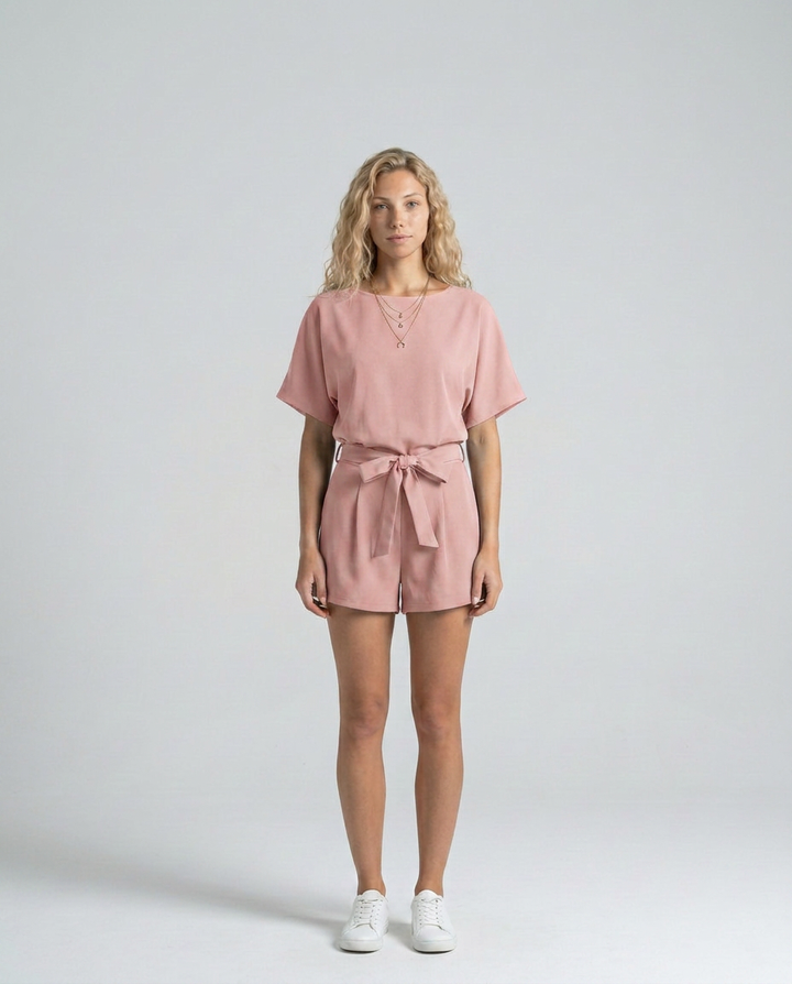 Erica | Playsuit with Waist Tie Belt