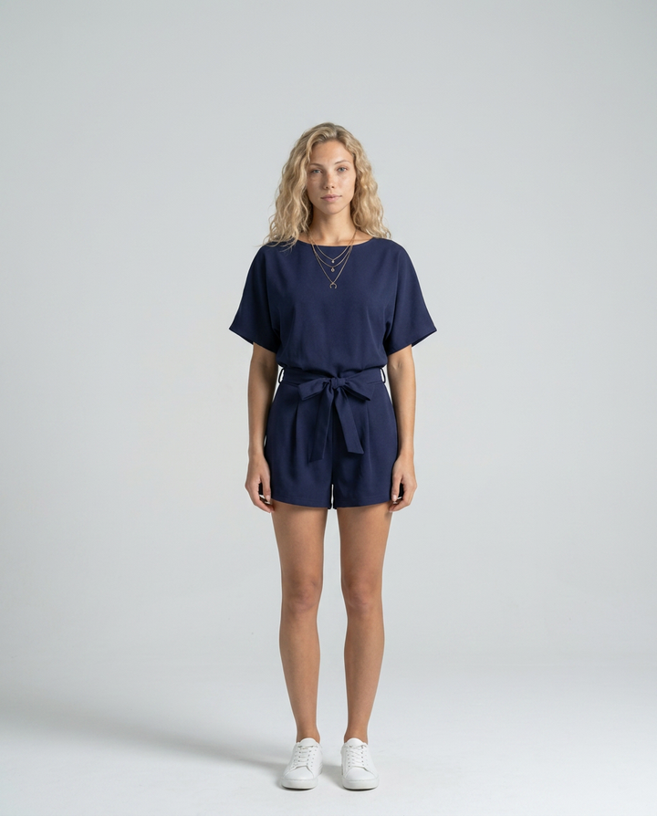 Erica | Playsuit with Waist Tie Belt