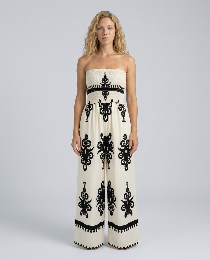 Lilia | Strapless Jumpsuit with Wide-Leg Trousers