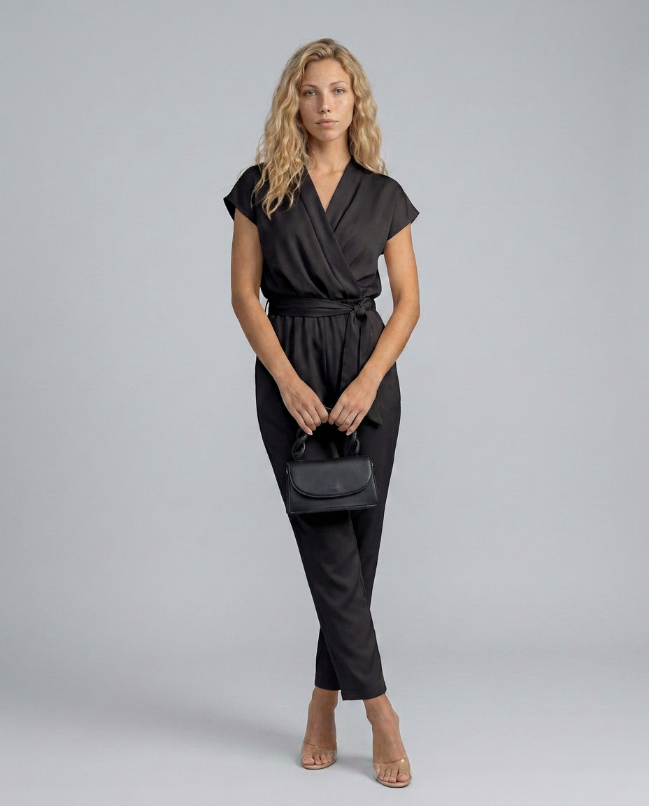 Beryl | Jumpsuit with Wrap Front and Waist Tie