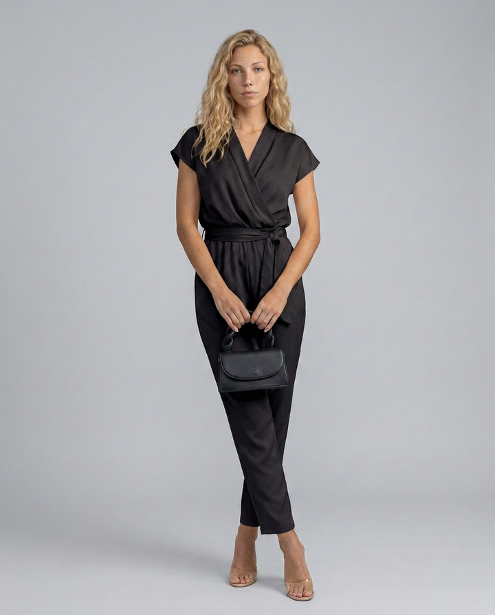 Beryl | Jumpsuit with Wrap Front and Waist Tie