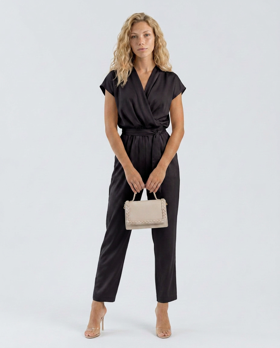 Beryl | Jumpsuit with Wrap Front and Waist Tie