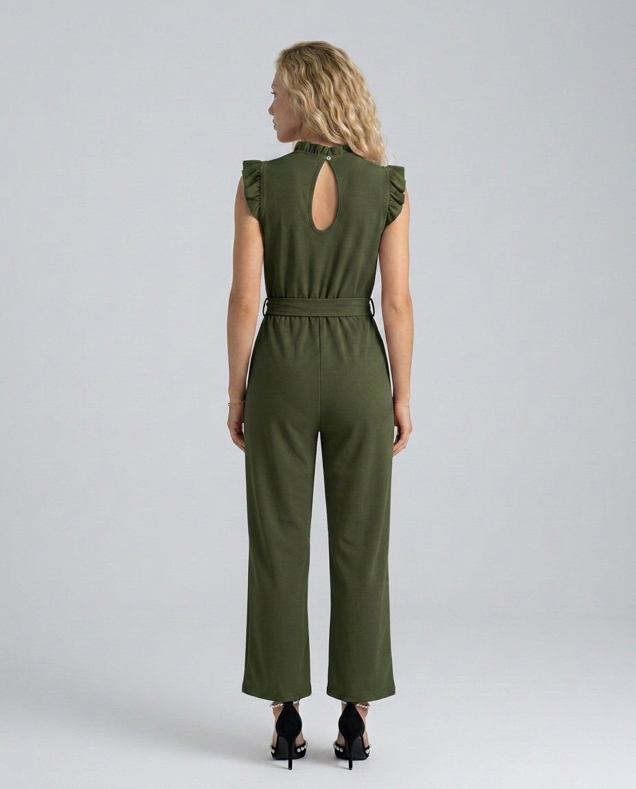 Amy | Jumpsuit with Ruffle Sleeves and Waist Tie