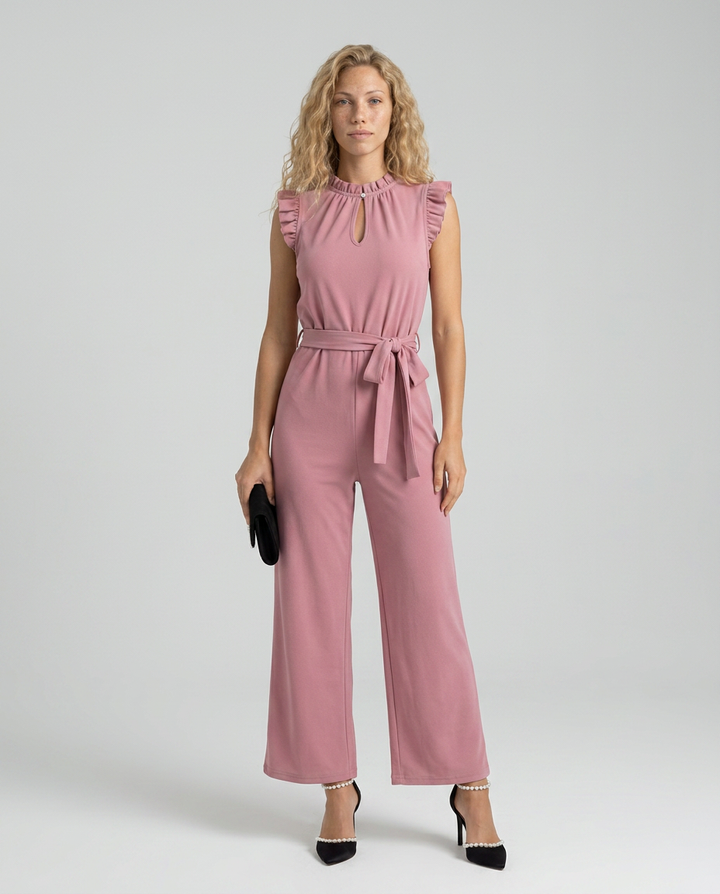 Amy | Jumpsuit with Ruffle Sleeves and Waist Tie