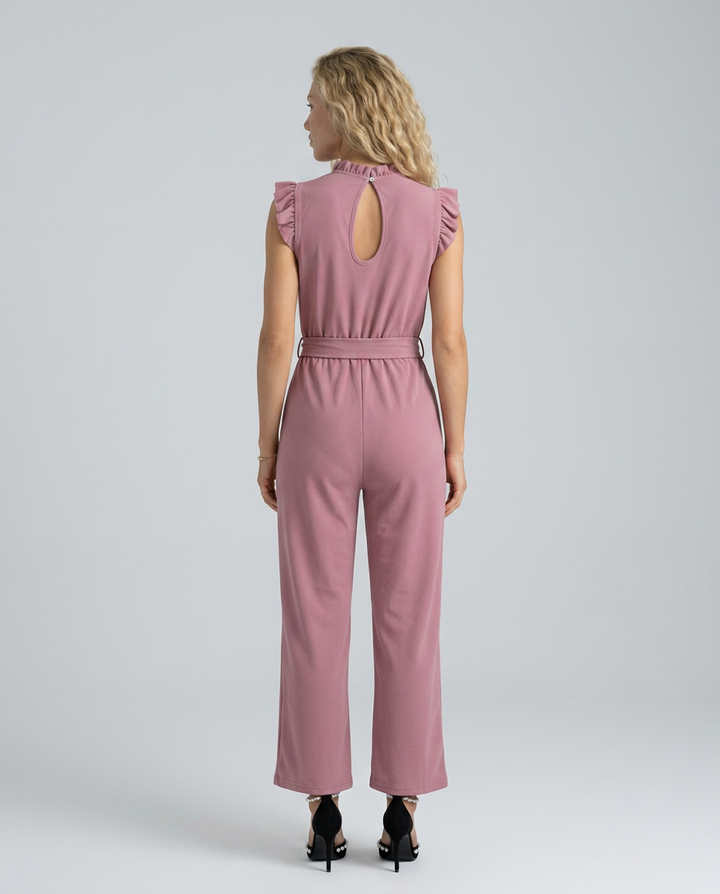 Amy | Jumpsuit with Ruffle Sleeves and Waist Tie