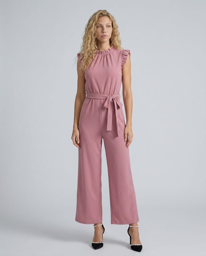 Amy | Jumpsuit with Ruffle Sleeves and Waist Tie