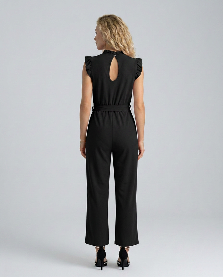 Amy | Jumpsuit with Ruffle Sleeves and Waist Tie