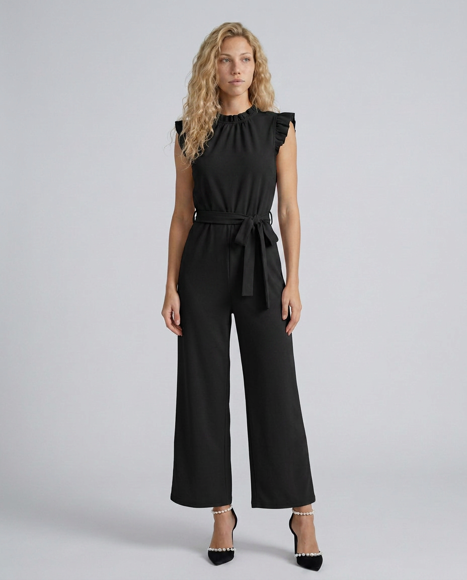 Amy | Jumpsuit with Ruffle Sleeves and Waist Tie