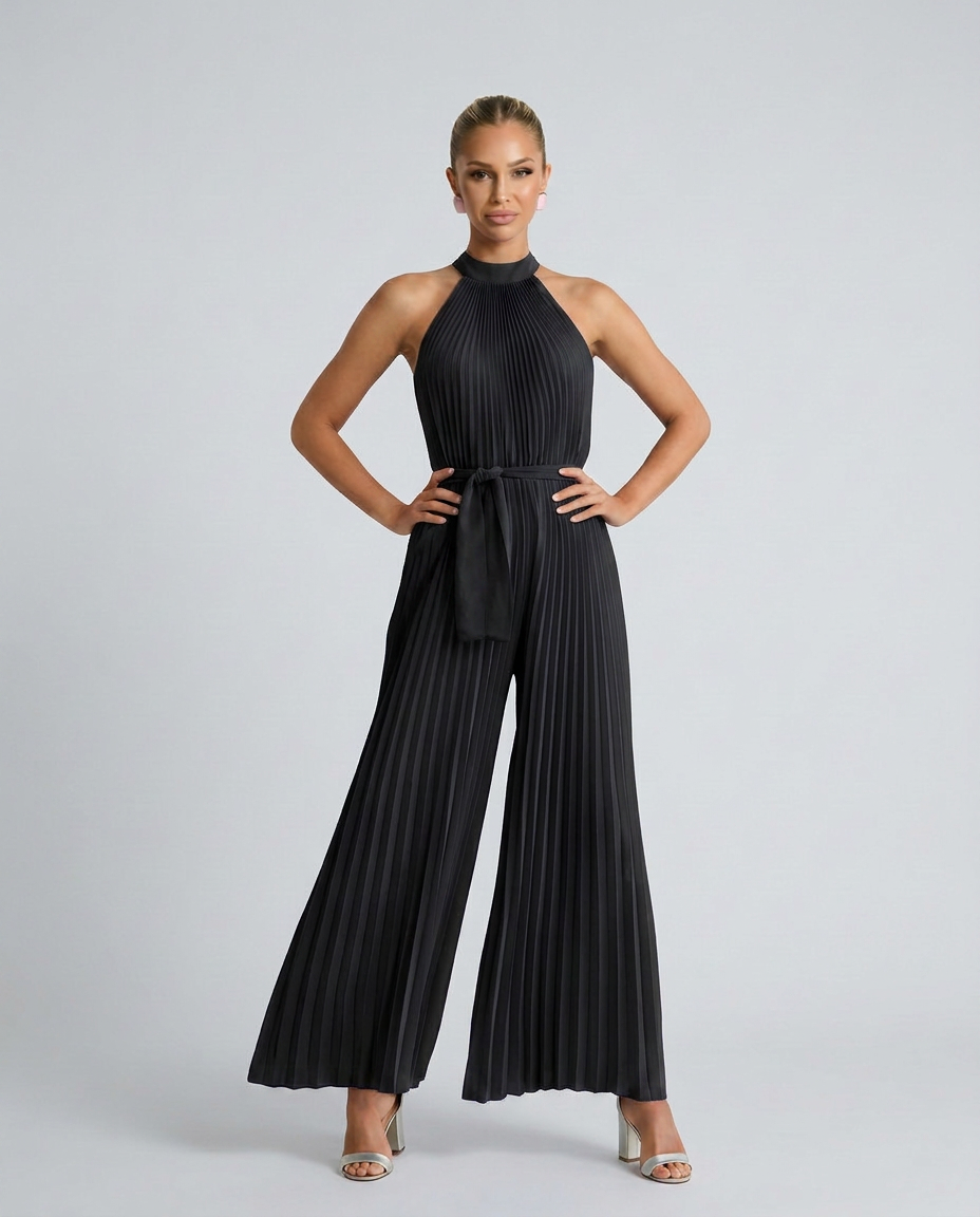 Alyce | Pleated Jumpsuit with Wide-Leg Trousers