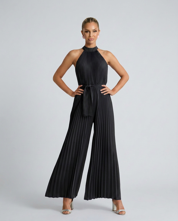 Alyce | Pleated Jumpsuit with Wide-Leg Trousers