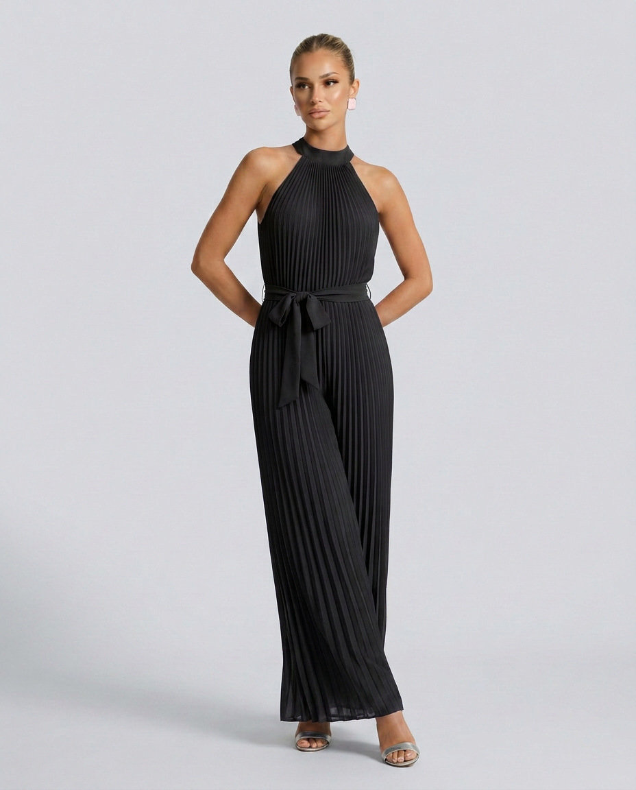 Alyce | Pleated Jumpsuit with Wide-Leg Trousers