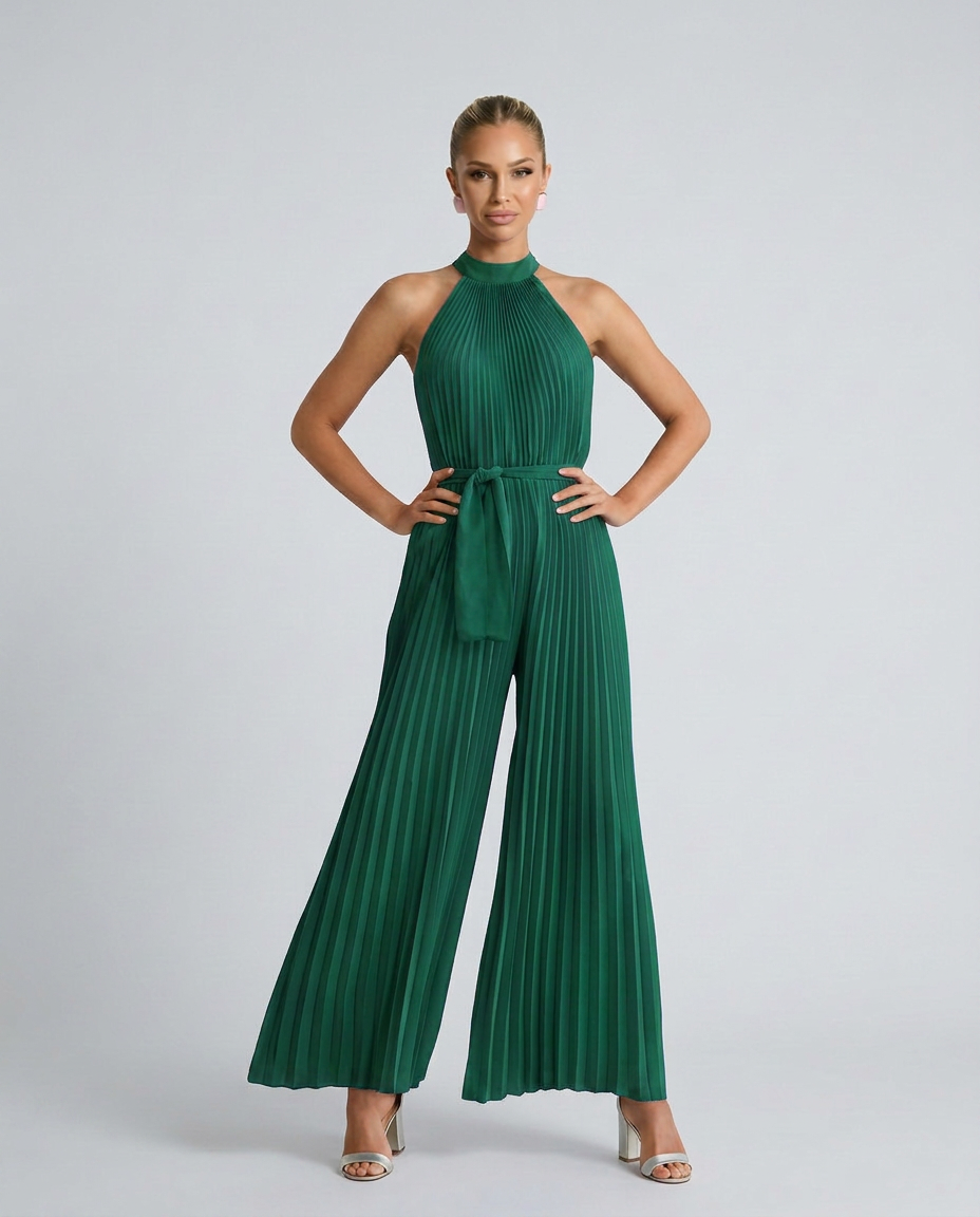 Alyce | Pleated Jumpsuit with Wide-Leg Trousers