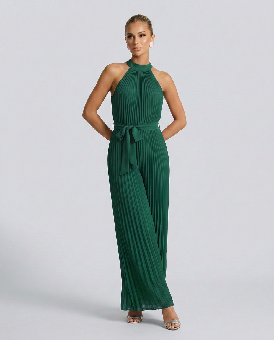 Alyce | Pleated Jumpsuit with Wide-Leg Trousers