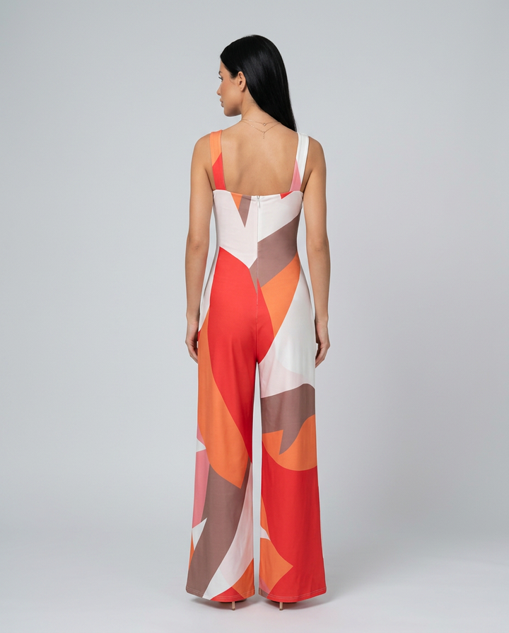 Rowena | Printed Wide-Leg Jumpsuit with Side Pockets