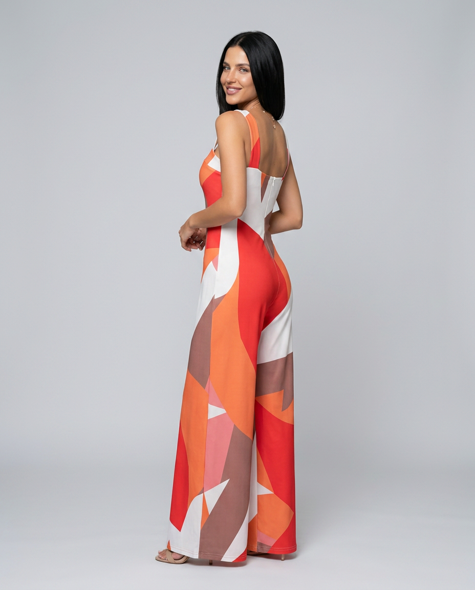 Rowena | Printed Wide-Leg Jumpsuit with Side Pockets