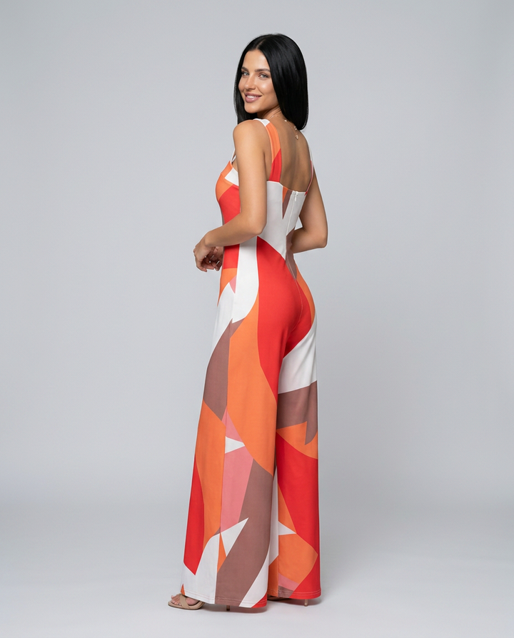 Rowena | Printed Wide-Leg Jumpsuit with Side Pockets