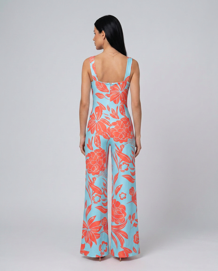 Rowena | Printed Wide-Leg Jumpsuit with Side Pockets