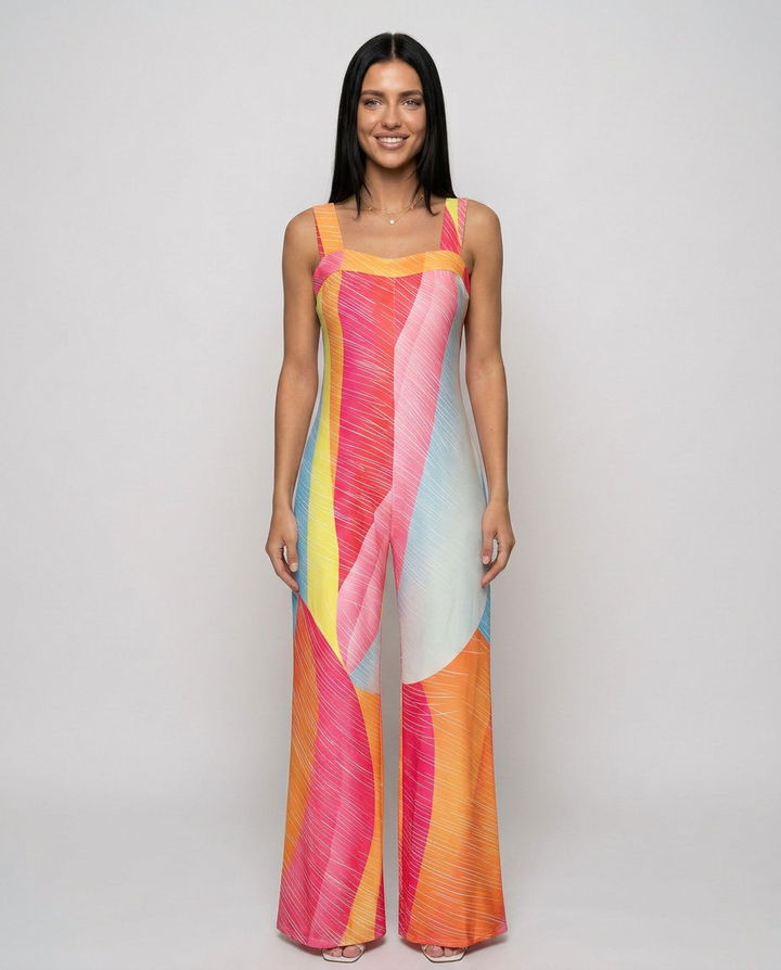 Rowena | Printed Wide-Leg Jumpsuit with Side Pockets