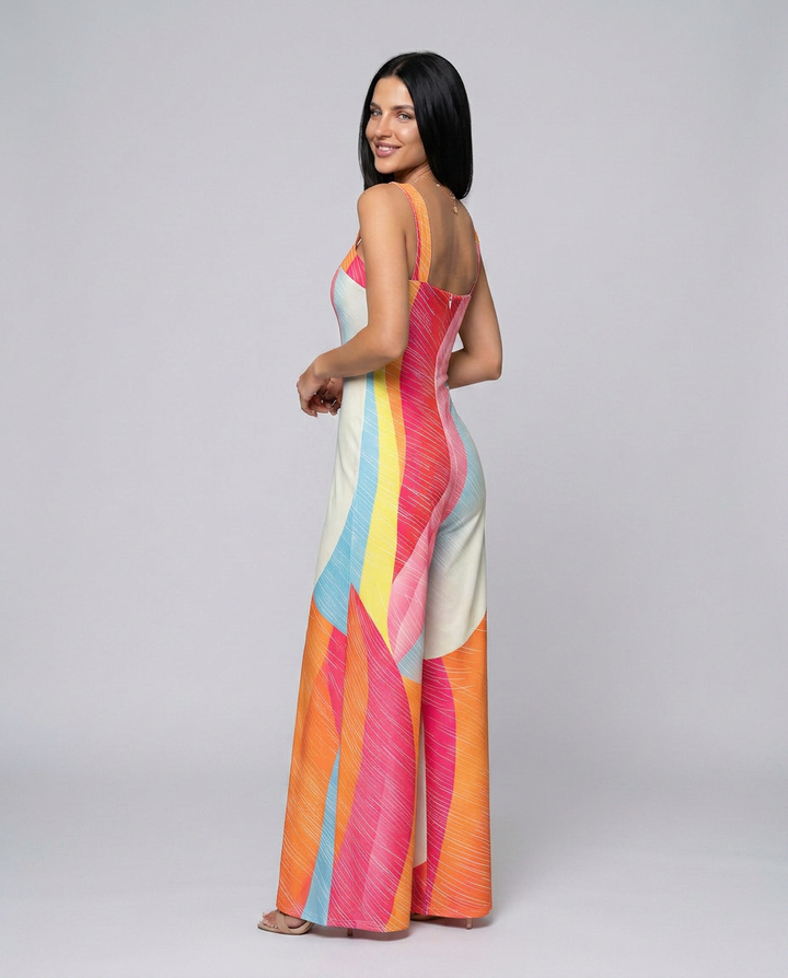 Rowena | Printed Wide-Leg Jumpsuit with Side Pockets