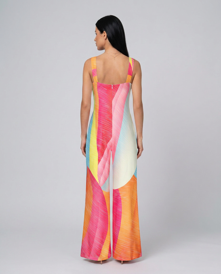 Rowena | Printed Wide-Leg Jumpsuit with Side Pockets