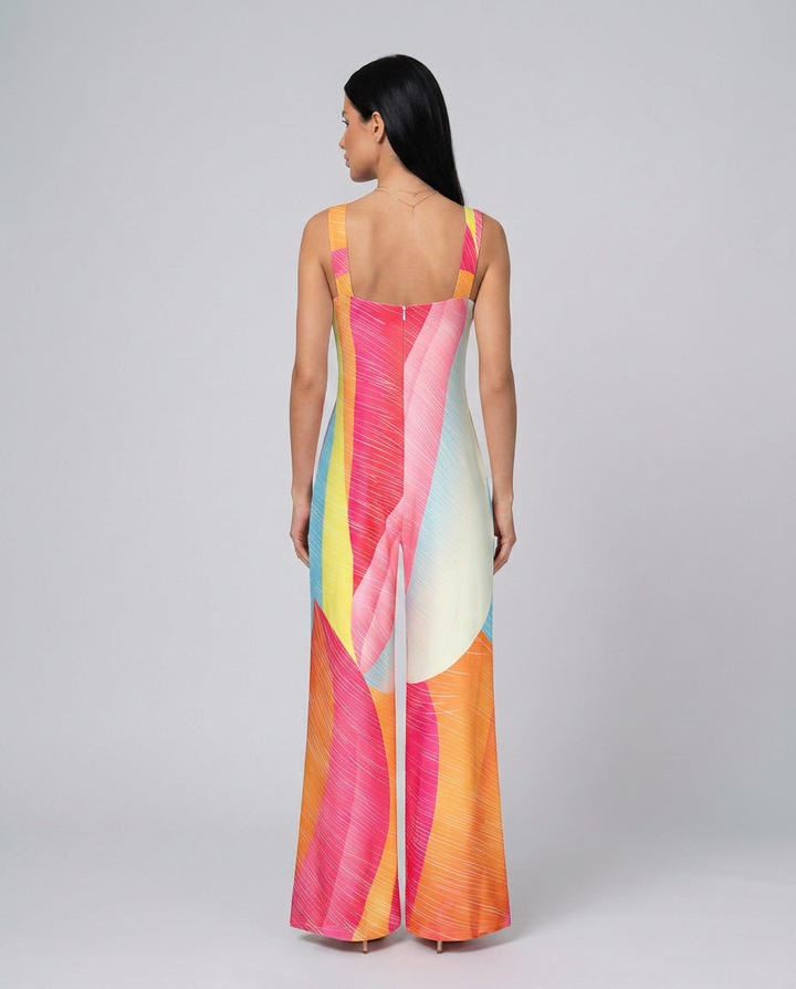 Rowena | Printed Wide-Leg Jumpsuit with Side Pockets