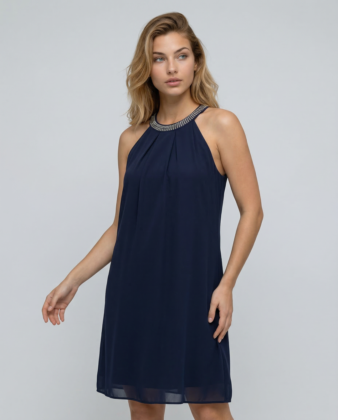 Natalie | Mini Dress with Embellished Halter Neck
