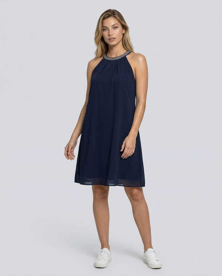 Natalie | Mini Dress with Embellished Halter Neck