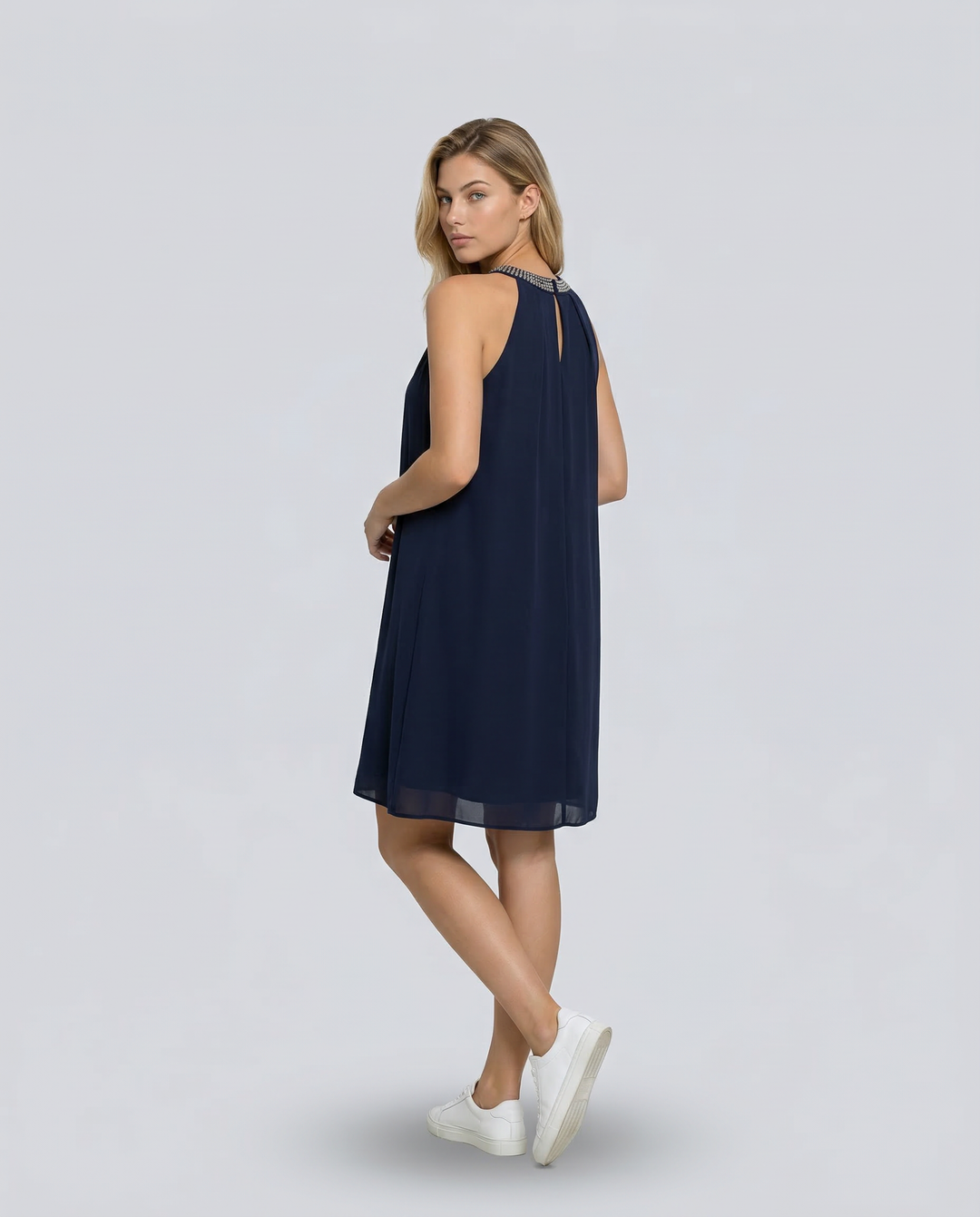 Natalie | Mini Dress with Embellished Halter Neck