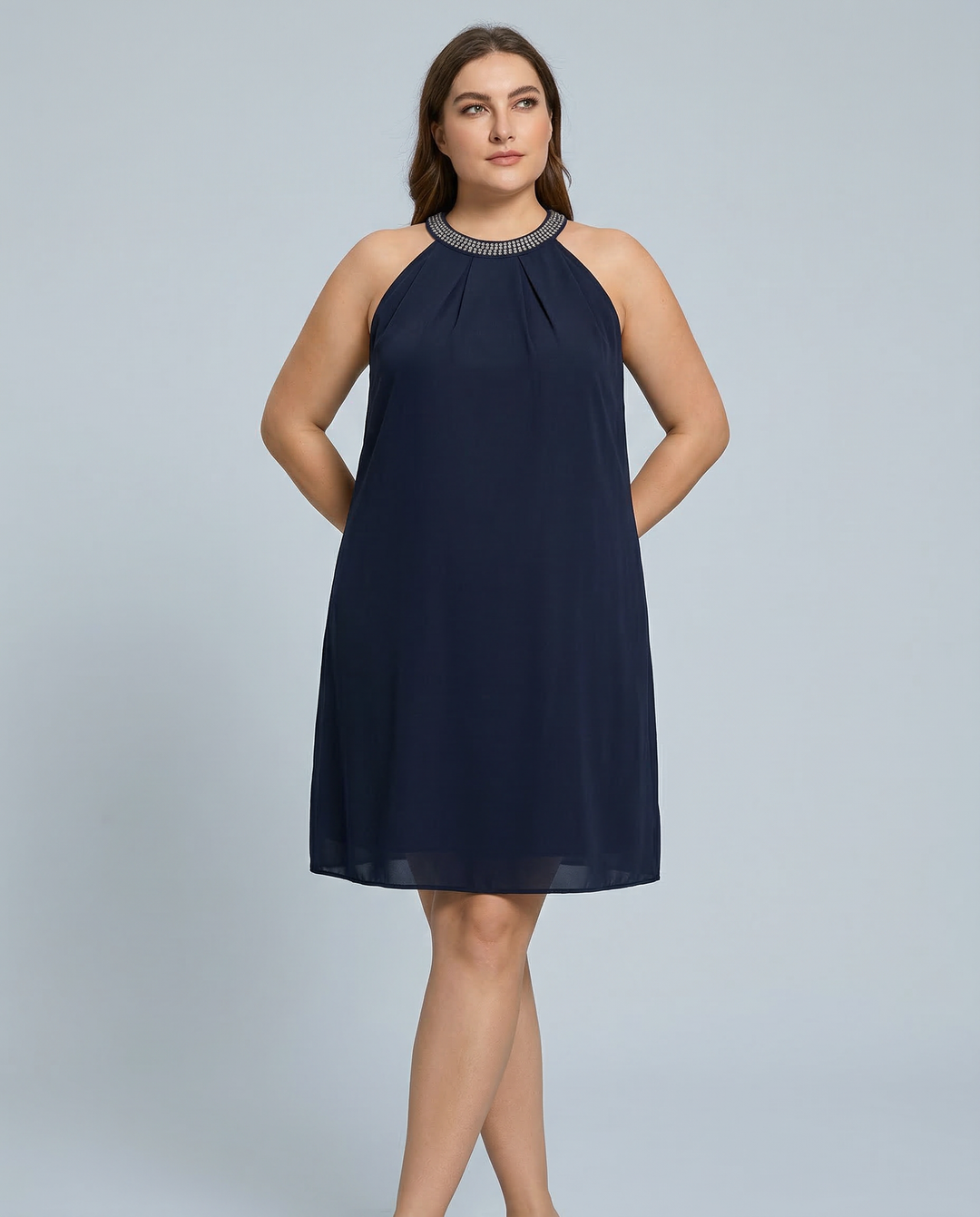 Natalie | Mini Dress with Embellished Halter Neck