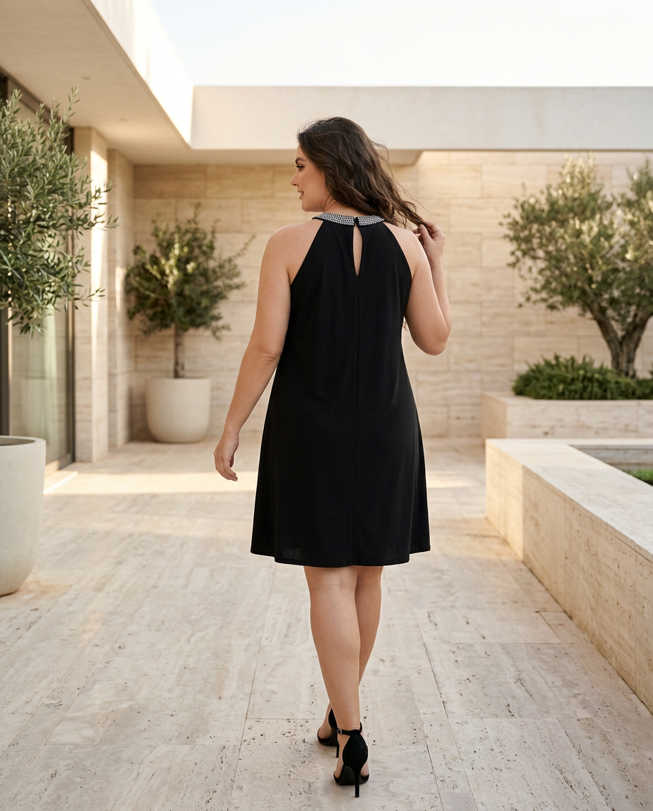 Natalie | Mini Dress with Embellished Halter Neck