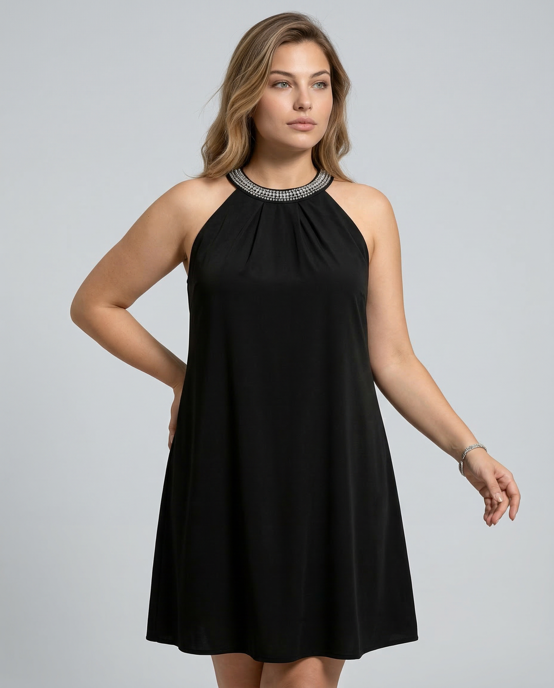 Natalie | Mini Dress with Embellished Halter Neck