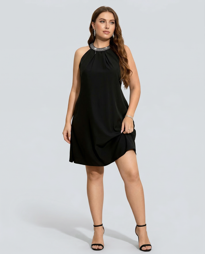Natalie | Mini Dress with Embellished Halter Neck