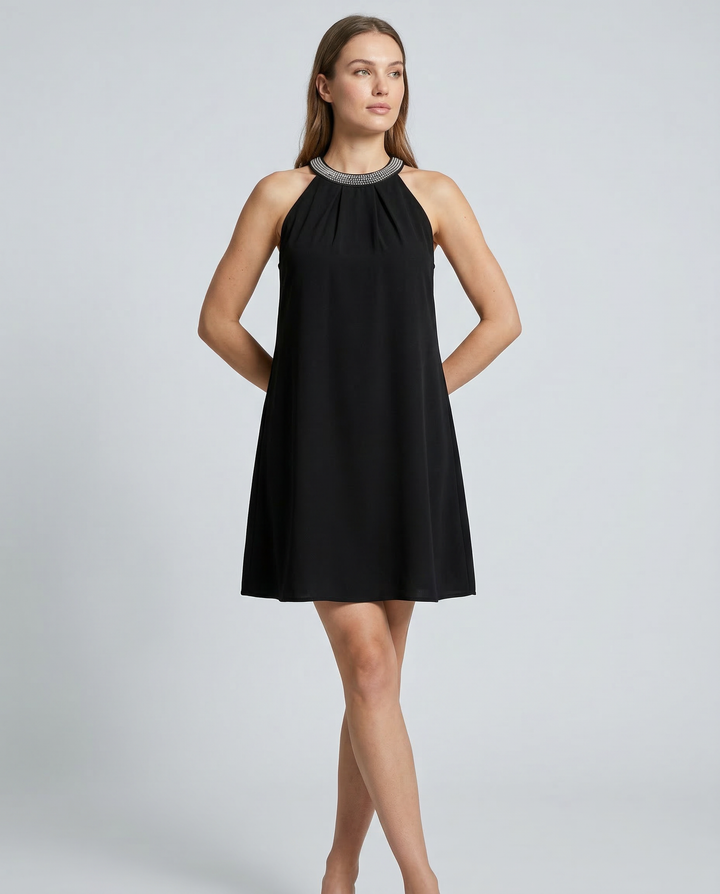 Natalie | Mini Dress with Embellished Halter Neck
