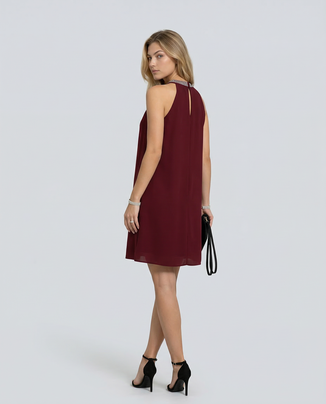 Natalie | Mini Dress with Embellished Halter Neck