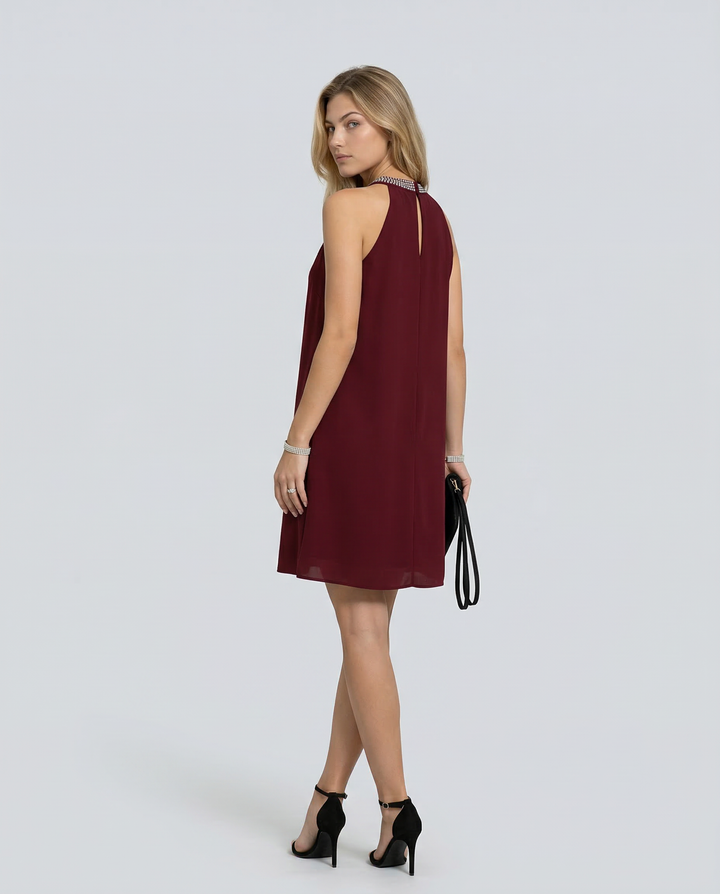 Natalie | Mini Dress with Embellished Halter Neck