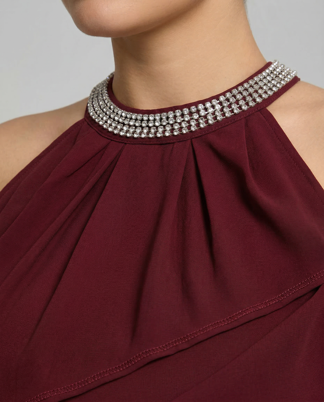 Natalie | Mini Dress with Embellished Halter Neck