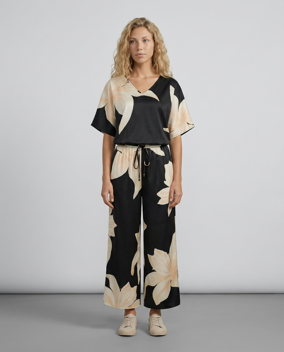 Darcy | Floral Print Jumpsuit with Wide-Leg Trousers