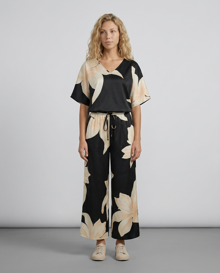 Darcy | Floral Print Jumpsuit with Wide-Leg Trousers