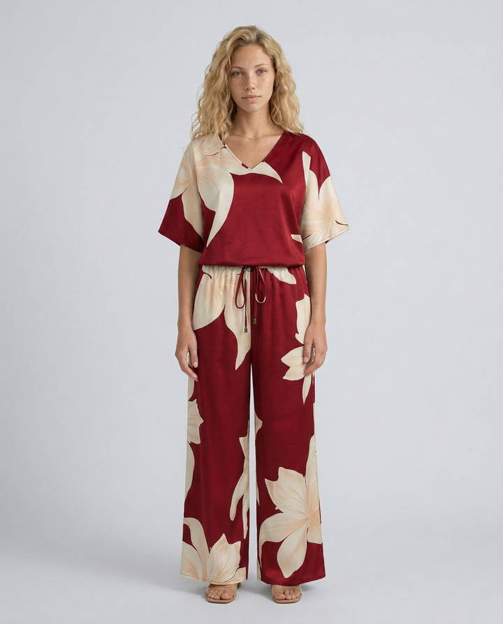 Darcy | Floral Print Jumpsuit with Wide-Leg Trousers