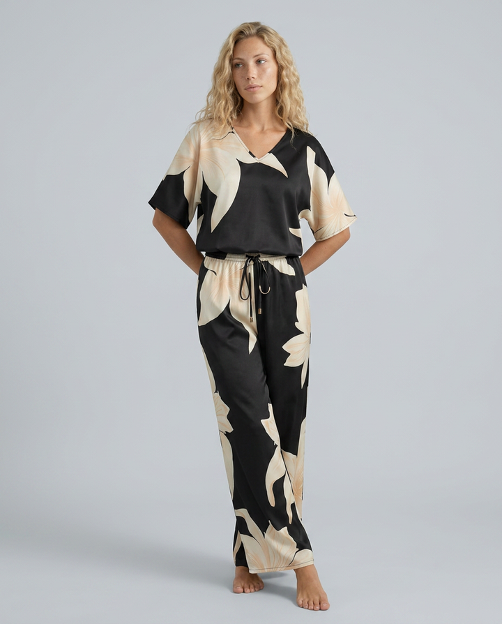 Darcy | Floral Print Jumpsuit with Wide-Leg Trousers