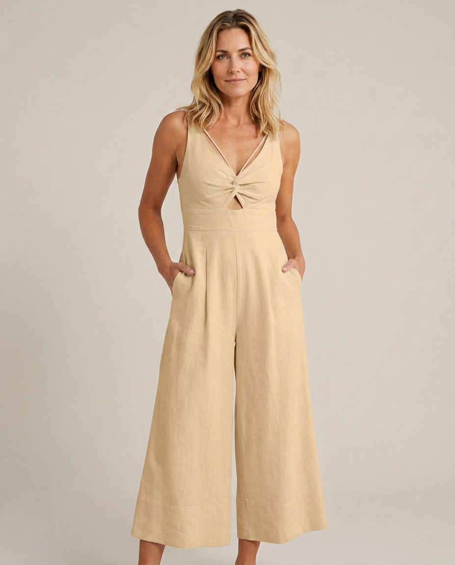 Lea | Sleeveless Wide-Leg Jumpsuit with V-Neck Detail