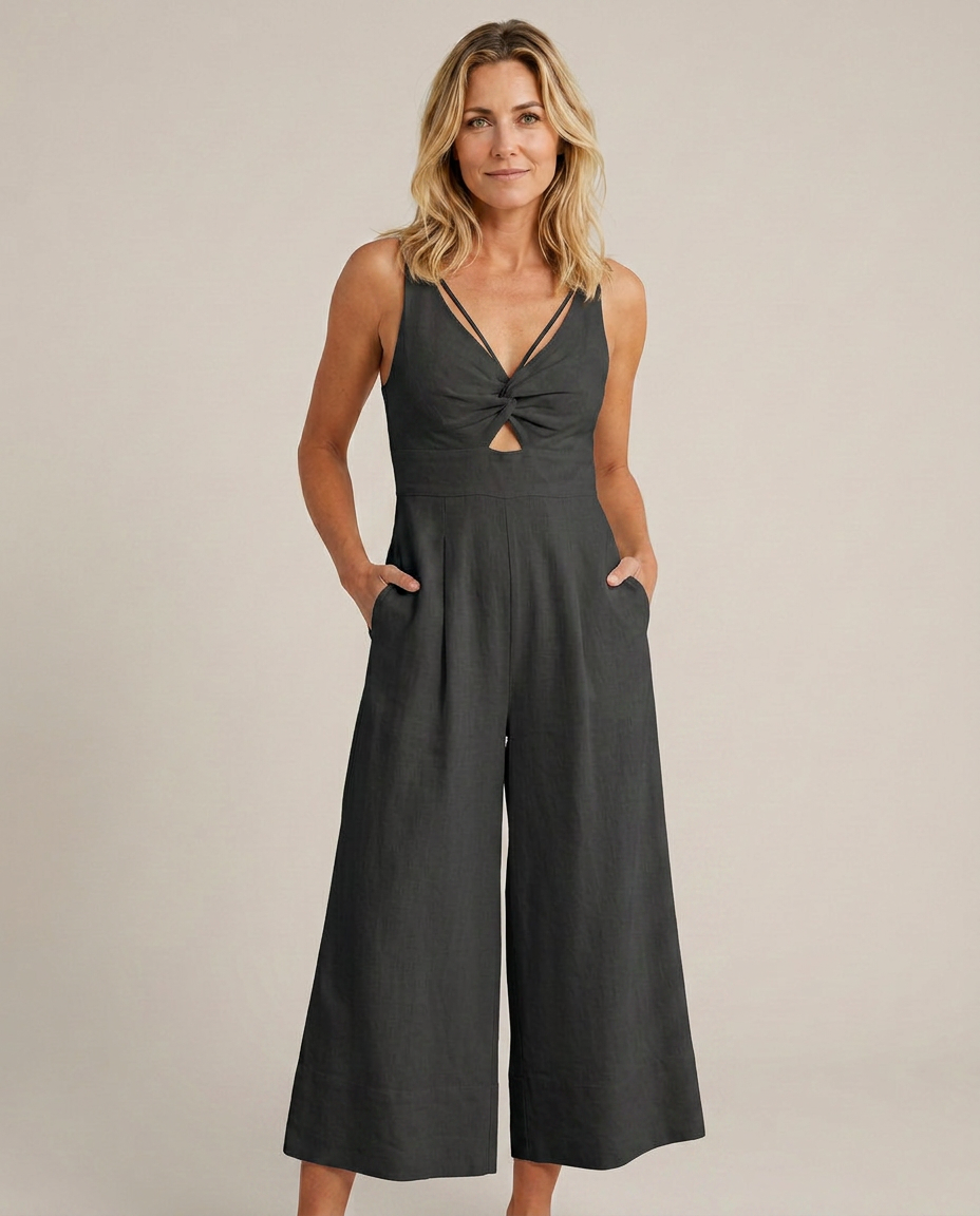 Lea | Sleeveless Wide-Leg Jumpsuit with V-Neck Detail