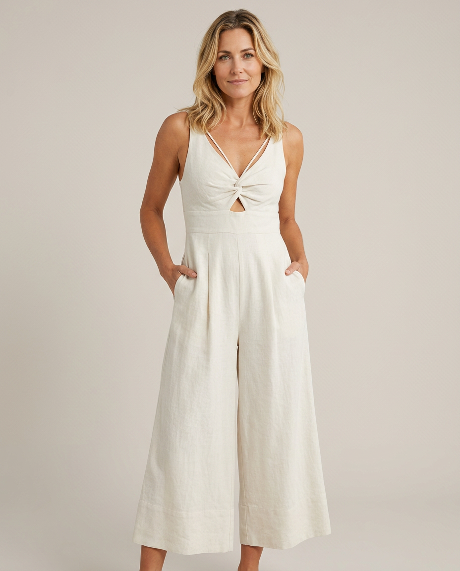 Lea | Sleeveless Wide-Leg Jumpsuit with V-Neck Detail