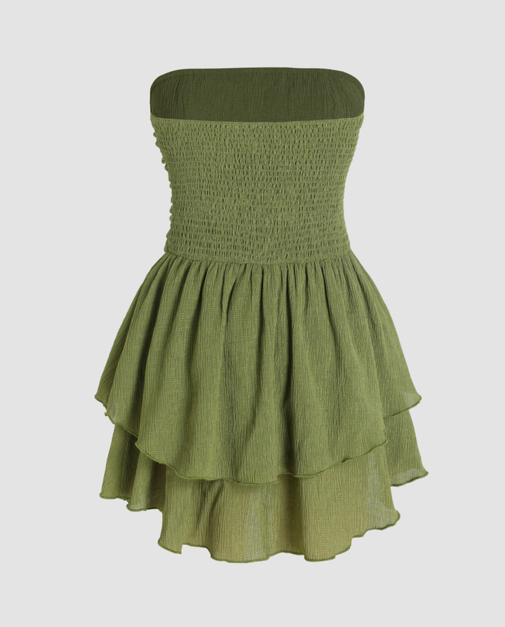 Elodie | Strapless Mini Dress with Tiered Ruffle Skirt