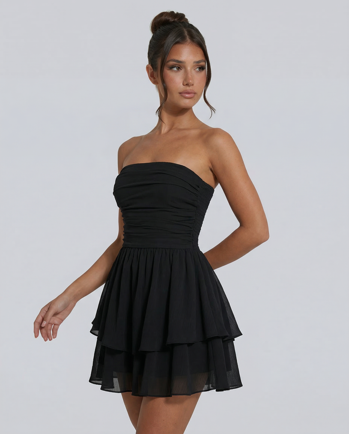 Elodie | Strapless Mini Dress with Tiered Ruffle Skirt