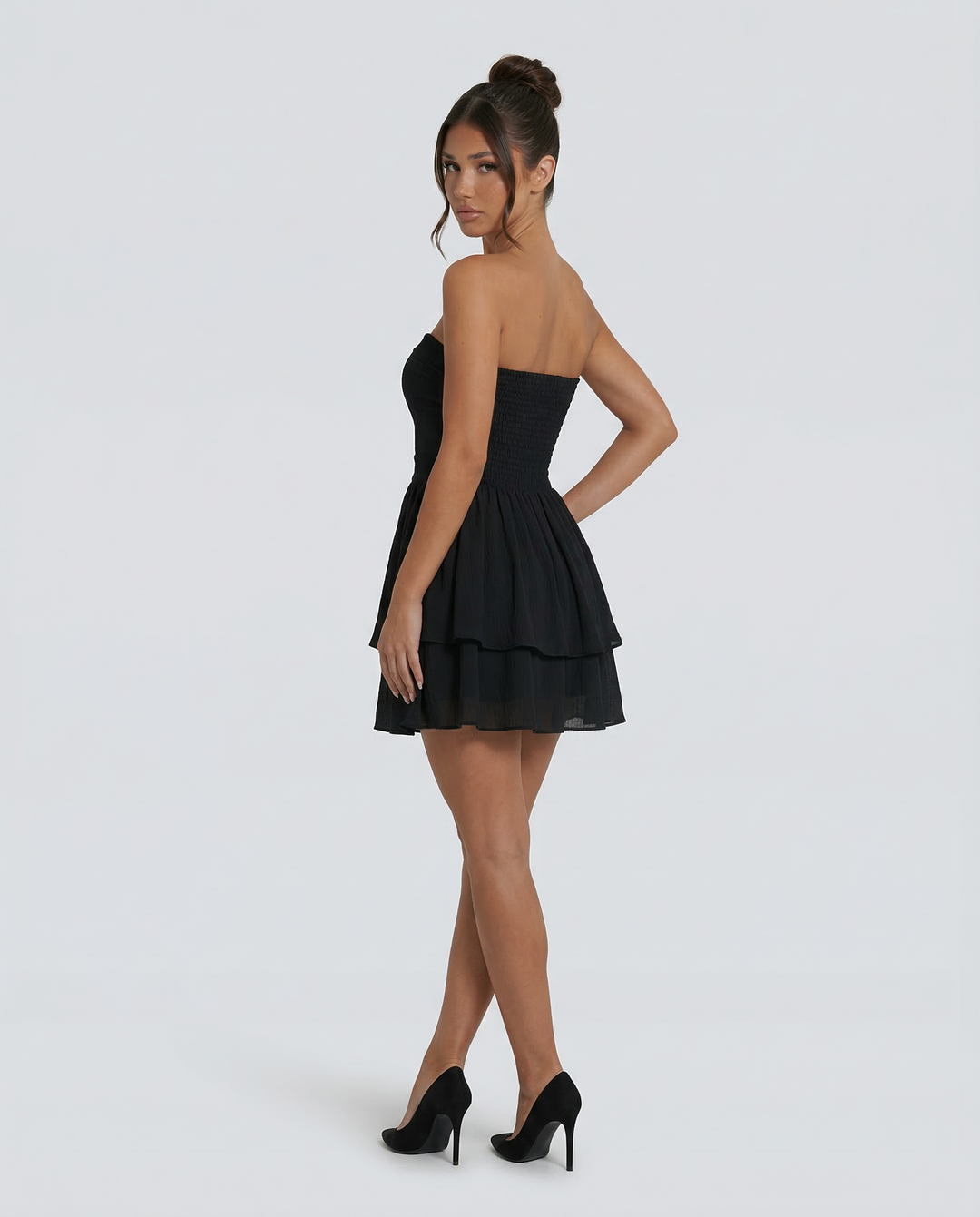 Elodie | Strapless Mini Dress with Tiered Ruffle Skirt