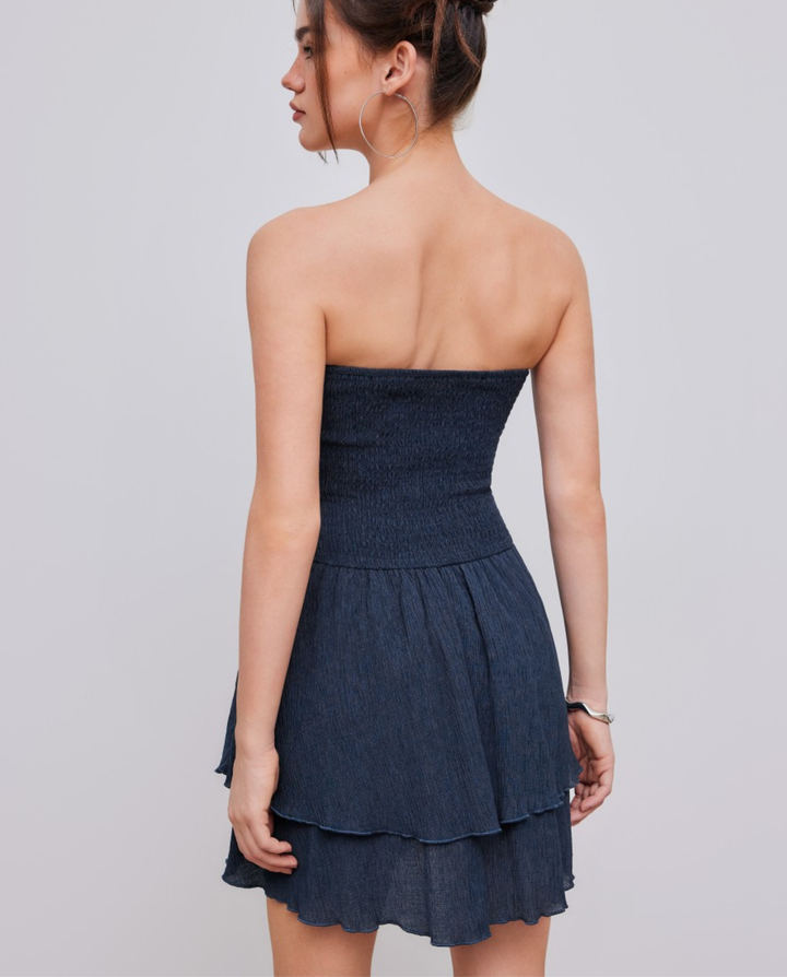 Elodie | Strapless Mini Dress with Tiered Ruffle Skirt