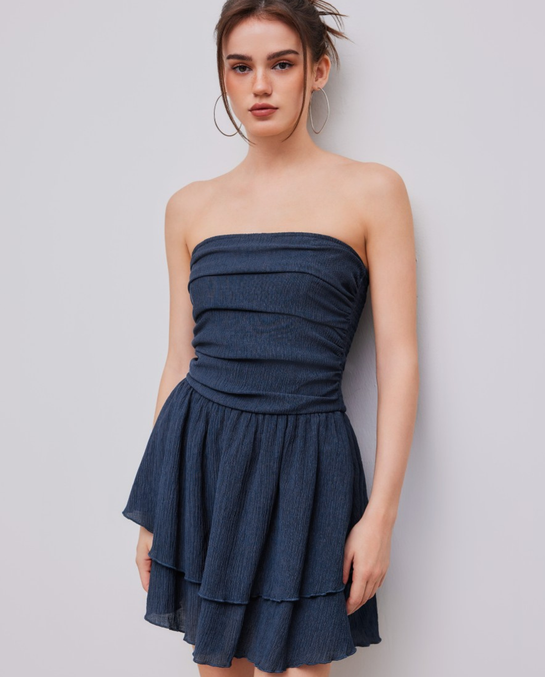 Elodie | Strapless Mini Dress with Tiered Ruffle Skirt