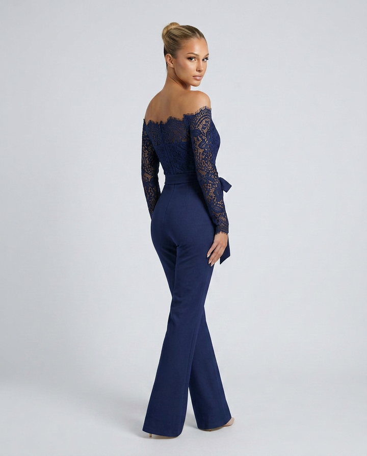 Jodi | Lace Off-Shoulder Jumpsuit with Straight-Leg Fit