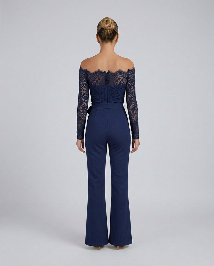 Jodi | Lace Off-Shoulder Jumpsuit with Straight-Leg Fit